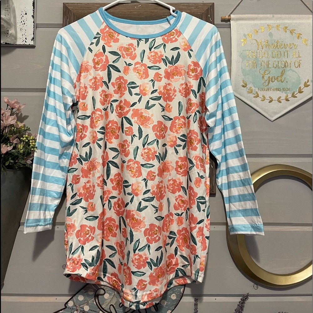 Long sleeve multi print shirt
